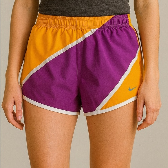 Nike Dri-Fit Size Medium Orange and Purple Running Athletic Shorts. - Picture 1 of 8